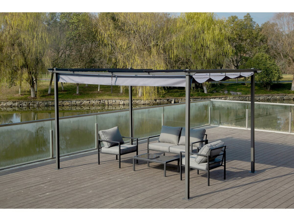 Metallpergola mit ausziehbarem Dach - 3 x 4 m - Anthrazitgrau