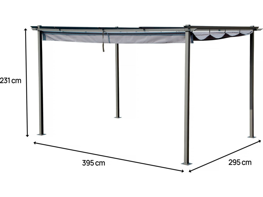 Metallpergola mit ausziehbarem Dach - 3 x 4 m - Anthrazitgrau
