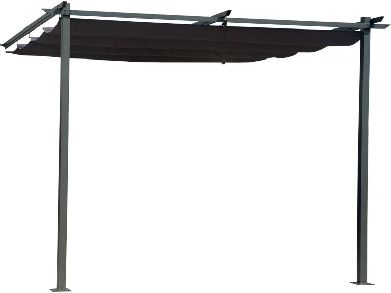Anbaupergola mit ausziehbarem Dach - 3 x 3 m - Anthrazitgrau