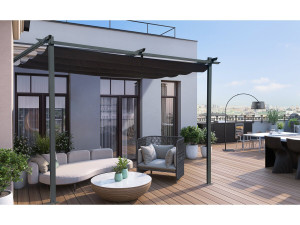 Anbaupergola mit ausziehbarem Dach - 3 x 3 m - Anthrazitgrau 2