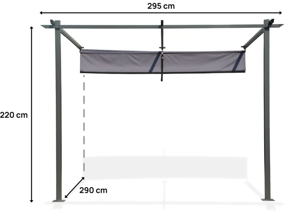 Anbaupergola mit ausziehbarem Dach - 3 x 3 m - Anthrazitgrau