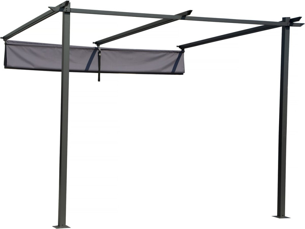 Anbaupergola mit ausziehbarem Dach - 3 x 3 m - Anthrazitgrau