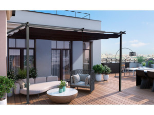 Anbaupergola mit ausziehbarem Dach -  3 x 4 m - Anthrazitgrau 2
