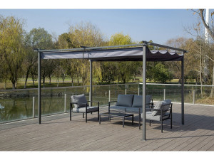 Pergola mit ausziehbarem Dach - 3 x 4 m - Grau 2