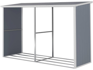 Kaminholzregal außen aus Harz "Alexandre" - 3,38 m² - 302 x 112 x 190 cm - Grau