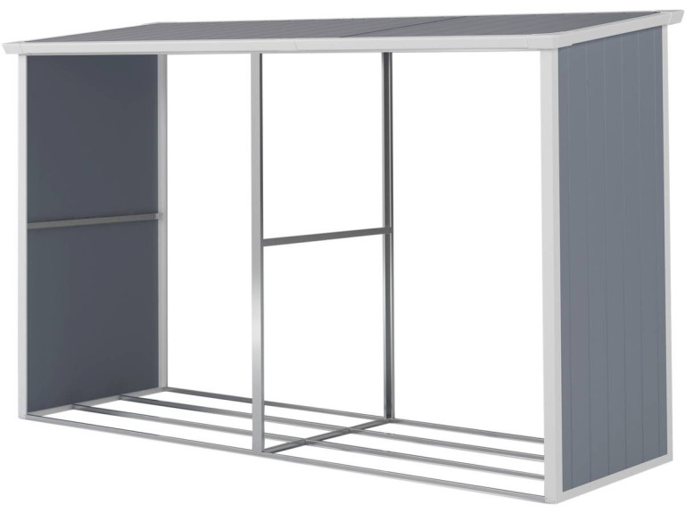 Kaminholzregal außen aus Harz "Alexandre" - 3,38 m² - 302 x 112 x 190 cm - Grau