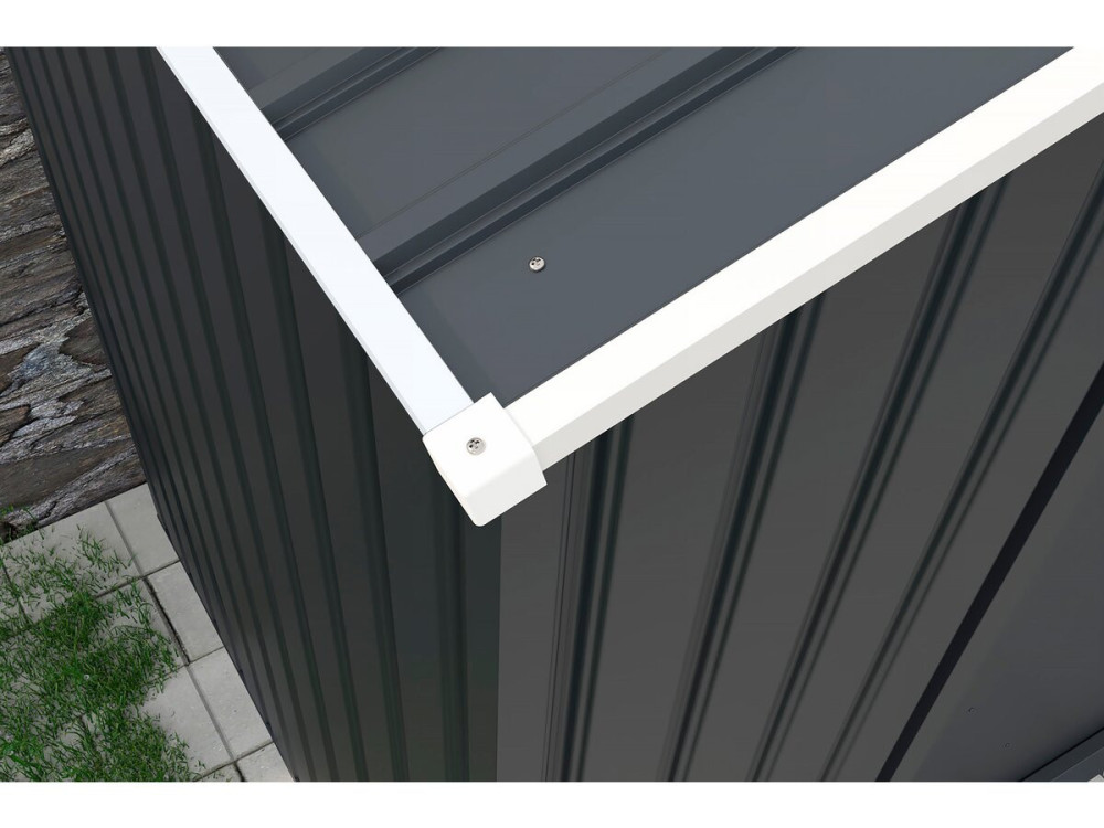 Metallgarage „Houston“ - 18,56 m² mit Dachrinne und Wasserauffangbecken - Anthrazit