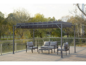 Bioklimatische Pergola aus Stoff „Lodge“ 3 x 4 m - Anthrazit 2