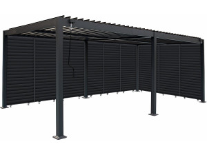 Bioklimatische Pergola mit 9 Aluminium-Lamellen „Kensington“ – 3 x 6 m – Grau