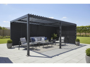Bioklimatische Pergola mit 9 Aluminium-Lamellen „Kensington“ – 3 x 6 m – Grau 2