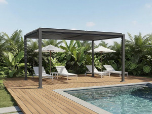 Freistehende bioklimatische Pergola mit verstellbaren Lamellen „Howard“ – 3 x 4 M – Grau 2