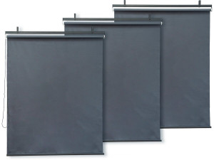 3er-Set ausziehbare Markisen aus Metall - 124,5 x 225 cm - Anthrazitgrau