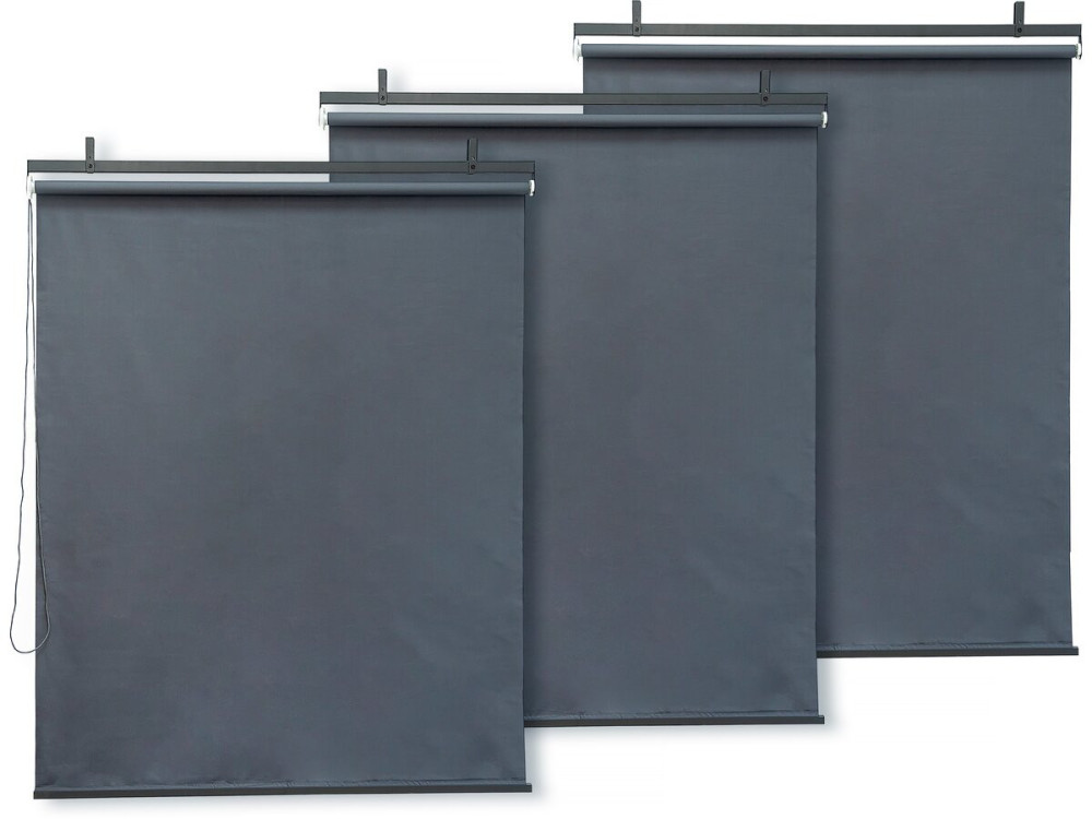 3er-Set ausziehbare Markisen aus Metall - 124,5 x 225 cm - Anthrazitgrau