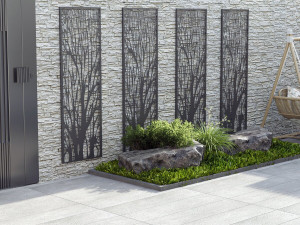 Dekorativer Metallzaun "Tree" 50 x 150 cm - Anthrazit 2