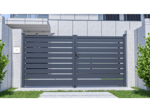 Aluminium-Doppeltür-Portal "Bastien" - 350 x 176 cm - Anthrazit 2