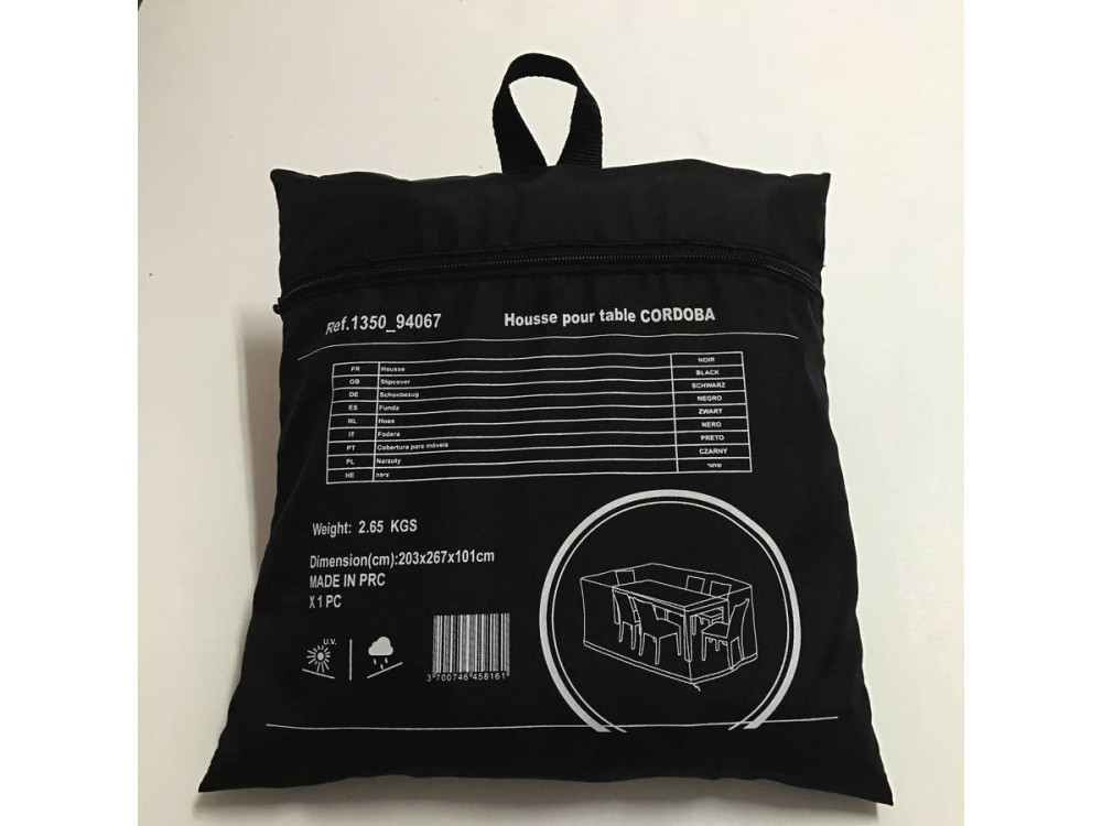 Schutzhülle für Gartenlounge Esstisch und Stühle - 267 x 203 x 101 cm - Schwarz