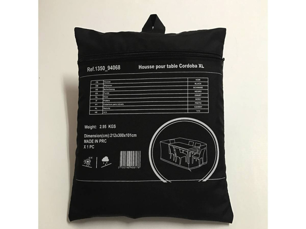 Schutzhülle für Gartenlounge Esstisch und Stühle - 300 x 212 x 101 cm - Schwarz