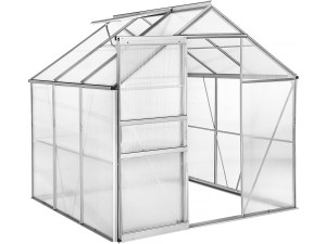 Gartengewächshaus aus Polycarbonat 190 x 190 x 195 cm "Basilikum" - 3,61 m² - Grau