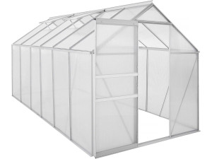 Polycarbonat Gartenhaus 370 x 190 x 195 cm "Basilikum" - 7,03 m² - Grau
