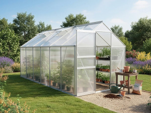 Polycarbonat Gartenhaus 370 x 190 x 195 cm "Basilikum" - 7,03 m² - Grau 2
