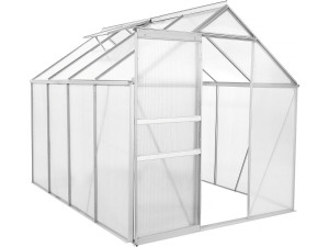 Gartengewächshaus aus Polycarbonat 250 x 190 x 195 cm "Basilikum" - 4,75 m² - Grau