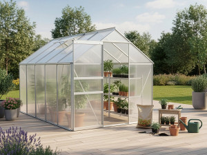 Gartengewächshaus aus Polycarbonat 310 x 190 x 195 cm "Basilikum" - 5,89 m² - Grau 2