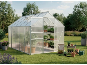 Sockel aus verzinktem Stahl für Gartengewächshaus "Basilikum" - 5,89 m² - Grau 2
