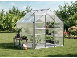 Sockel aus verzinktem Stahl für Gartengewächshaus "Basilikum" - 3,61 m² - Grau 2