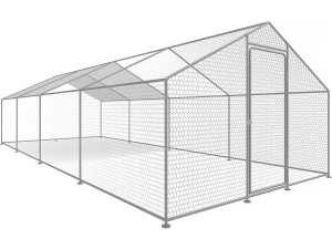 Hühnergehege 24 m² mit Maschendrahtzaun 8 x 3 x 2 m aus verzinktem Stahl