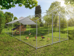 Hühnergehege 24 m² mit Maschendrahtzaun 8 x 3 x 2 m aus verzinktem Stahl 2