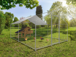 Hühnergehege 9 m² mit Maschendrahtzaun 3 x 3 x 2 m aus verzinktem Stahl 2
