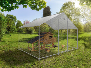 Hühnergehege 6 m² mit Maschendrahtzaun 2 x 3 x 2 m aus verzinktem Stahl 2