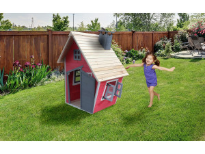 Kindergartenhaus "Lilou" - 119,5 x 156 x 102 cm - Rot/Grau 2
