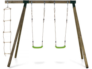 Holzschaukel "Timo" - Mit 2 Schaukeln und 1 Kletterleiter. 2