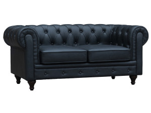 Chesterfield-Sofa "Aliza" - 157 x 82 x 70 cm - 2-Sitzer - Schwarz
