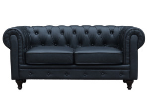 Chesterfield-Sofa "Aliza" - 157 x 82 x 70 cm - 2-Sitzer - Schwarz 2