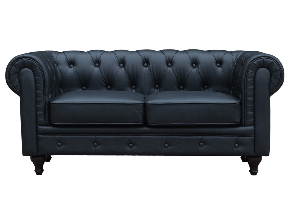 Chesterfield-Sofa "Aliza" - 157 x 82 x 70 cm - 2-Sitzer - Schwarz