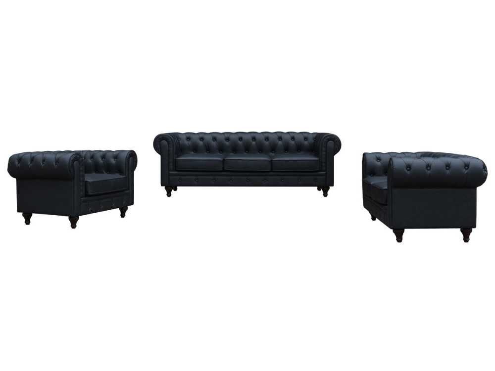 Chesterfield-Sofa "Aliza" - 157 x 82 x 70 cm - 2-Sitzer - Schwarz