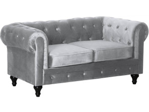 Chesterfield-Sofa aus Samt "Aliza" - 157 x 82 x 70 cm - 2-Sitzer - Grau