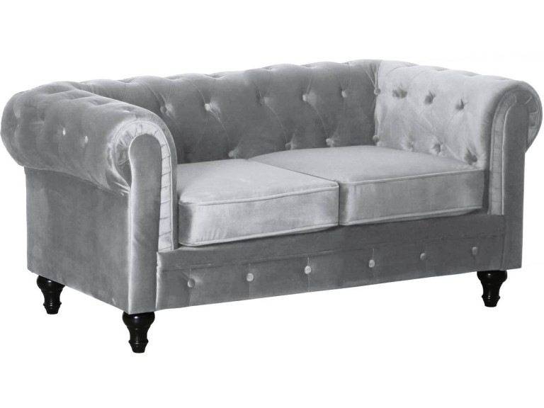 Chesterfield-Sofa aus Samt "Aliza" - 157 x 82 x 70 cm - 2-Sitzer - Grau