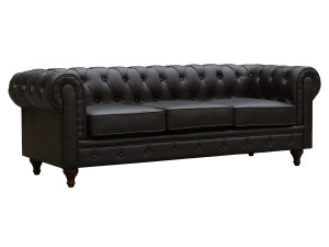 Sofa Chesterfield "Aliza" ohne Verstellfunktion - 204 x 80 x 58 cm - 3-Sitzer  - Braun