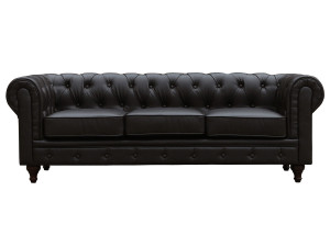 Sofa Chesterfield "Aliza" ohne Verstellfunktion - 204 x 80 x 58 cm - 3-Sitzer  - Braun 2