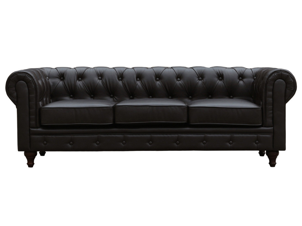 Sofa Chesterfield "Aliza" ohne Verstellfunktion - 204 x 80 x 58 cm - 3-Sitzer  - Braun
