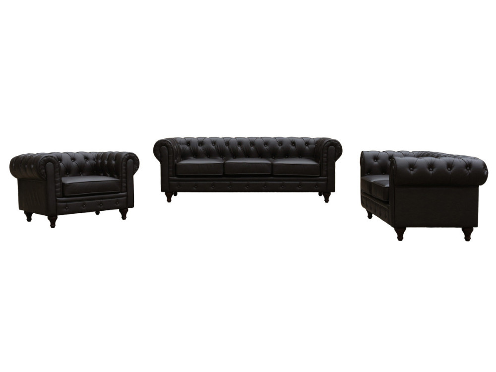 Sofa Chesterfield "Aliza" ohne Verstellfunktion - 204 x 80 x 58 cm - 3-Sitzer  - Braun