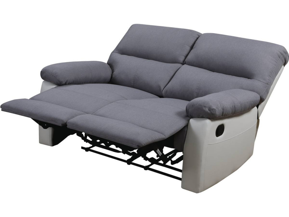 Relax-Sofa "Lincoln" - 147 x 89 x 103 cm - 2-Sitzer - Weiß / Hellgrau