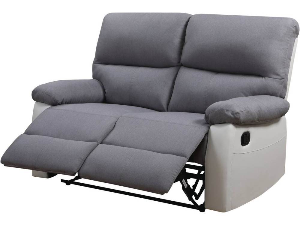 Relax-Sofa "Lincoln" - 147 x 89 x 103 cm - 2-Sitzer - Weiß / Hellgrau