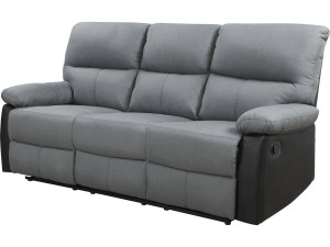Relax-Sofa "Lincoln" - 3-Sitzer - Schwarz / Dunkelgrau