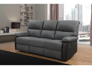 Relax-Sofa "Lincoln" - 3-Sitzer - Schwarz / Dunkelgrau 2
