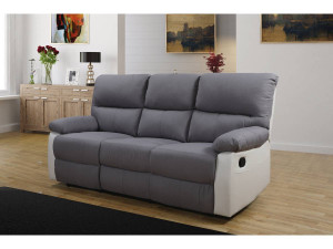 Relax-Sofa "Lincoln" - 197 x 89 x 103 cm - 3-Sitzer - Weiß / Hellgrau 2