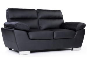 Ledersofa aus rekonstituiertem Leder und PVC "Dallas" - 169 x 88 x 90 cm - 2-Sitzer - Schwarz